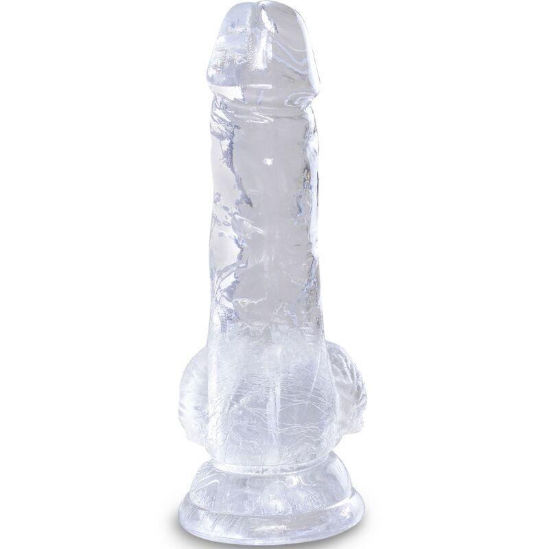 king cock clear pene realistico con sfere 10 1 cm trasparente