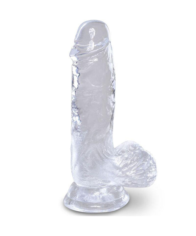 king cock clear pene realistico con sfere 10 1 cm trasparente