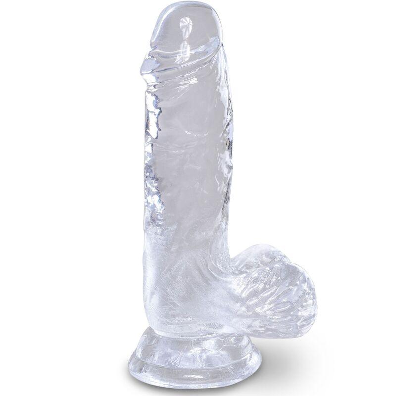 king cock clear pene realistico con sfere 10 1 cm trasparente