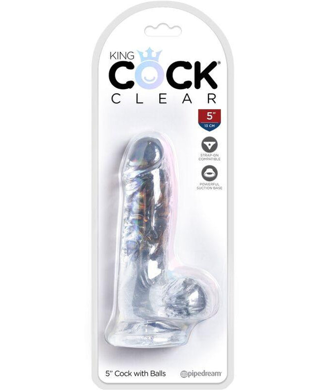 king cock clear pene realistico con sfere 10 1 cm trasparente