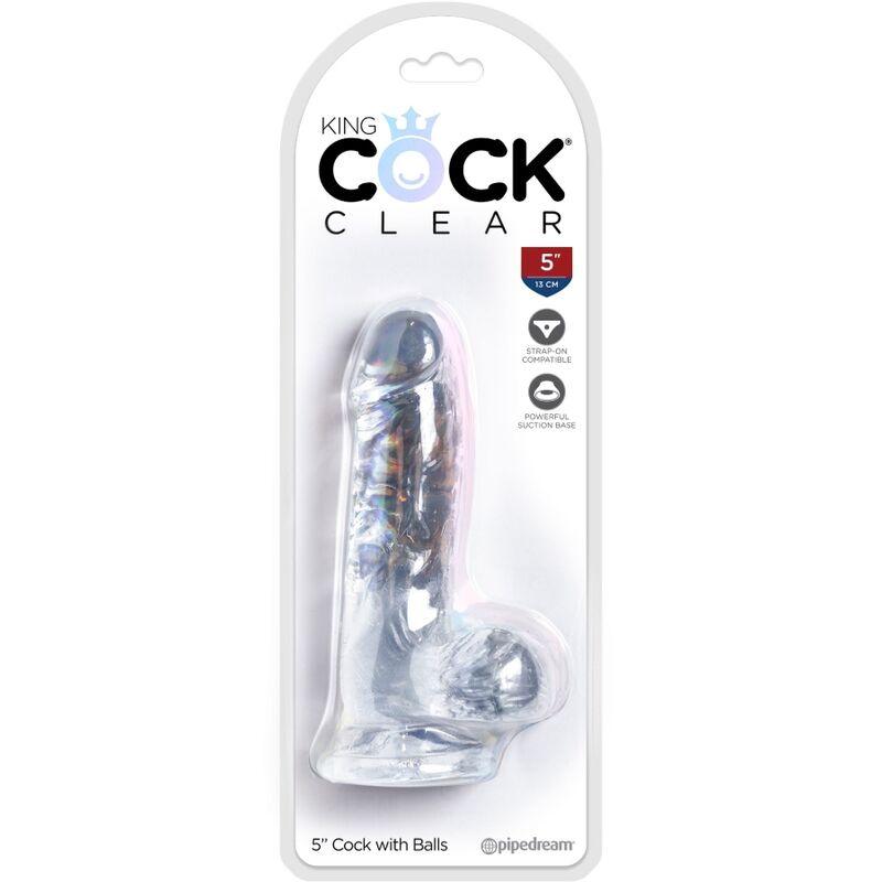 king cock clear pene realistico con sfere 10 1 cm trasparente