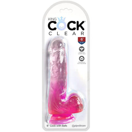 king cock clear pene realistico con sfere 13 5 cm rosa