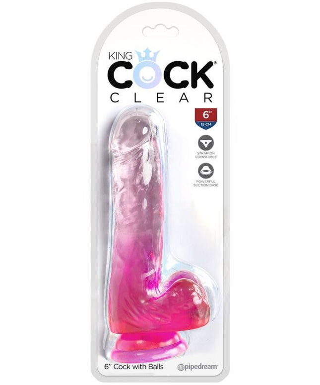 king cock clear pene realistico con sfere 13 5 cm rosa