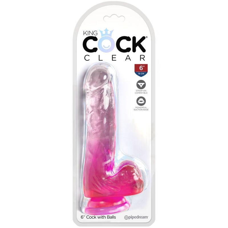 king cock clear pene realistico con sfere 13 5 cm rosa