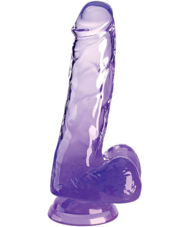 king cock clear pene realistico con sfere 13 5 cm viola