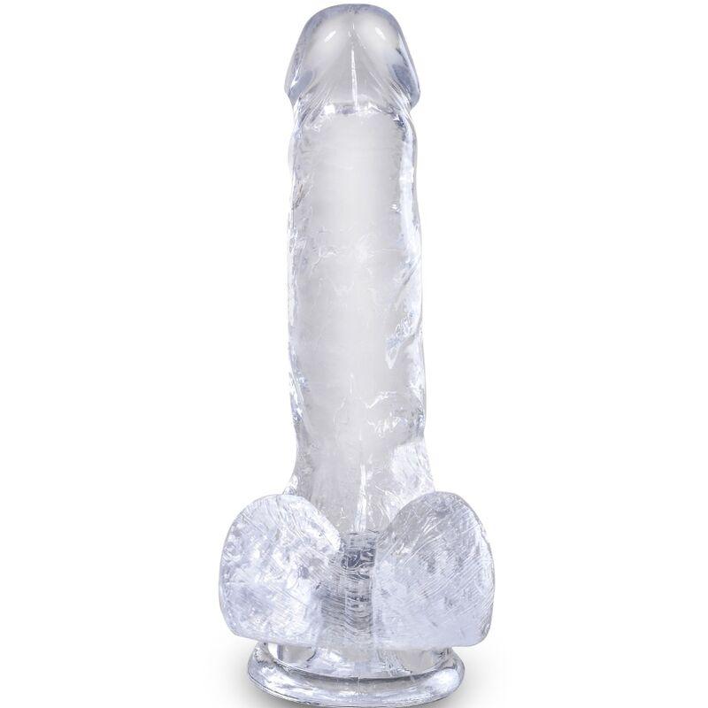 king cock clear pene realistico con sfere 13 5 cm trasparente