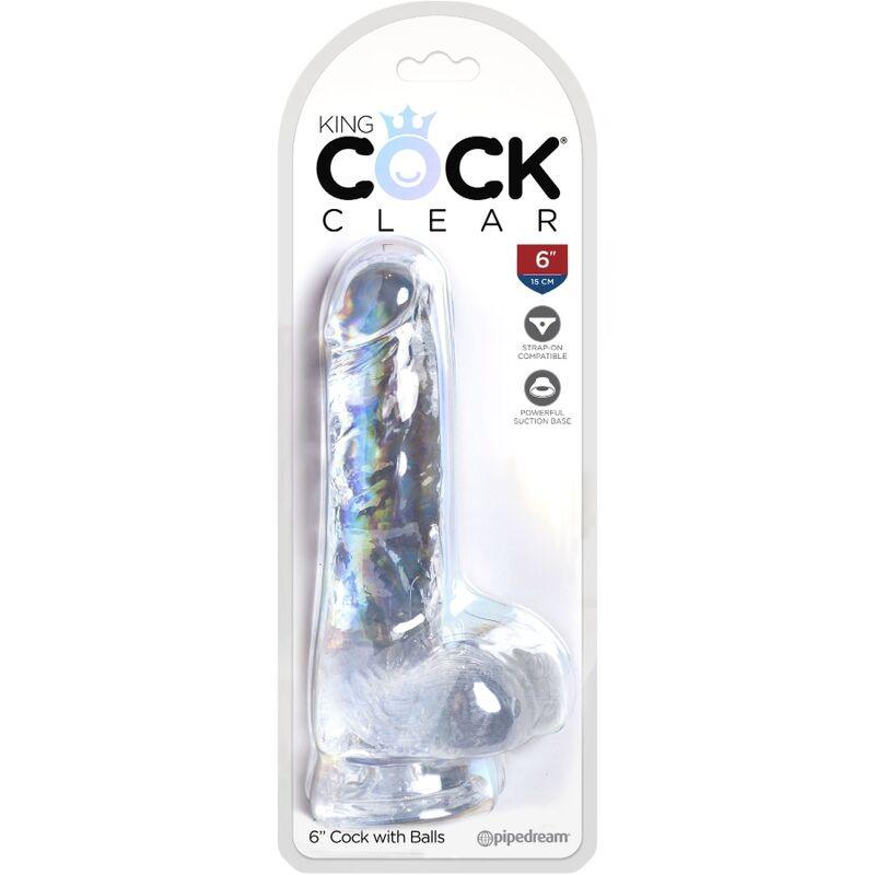 king cock clear pene realistico con sfere 13 5 cm trasparente