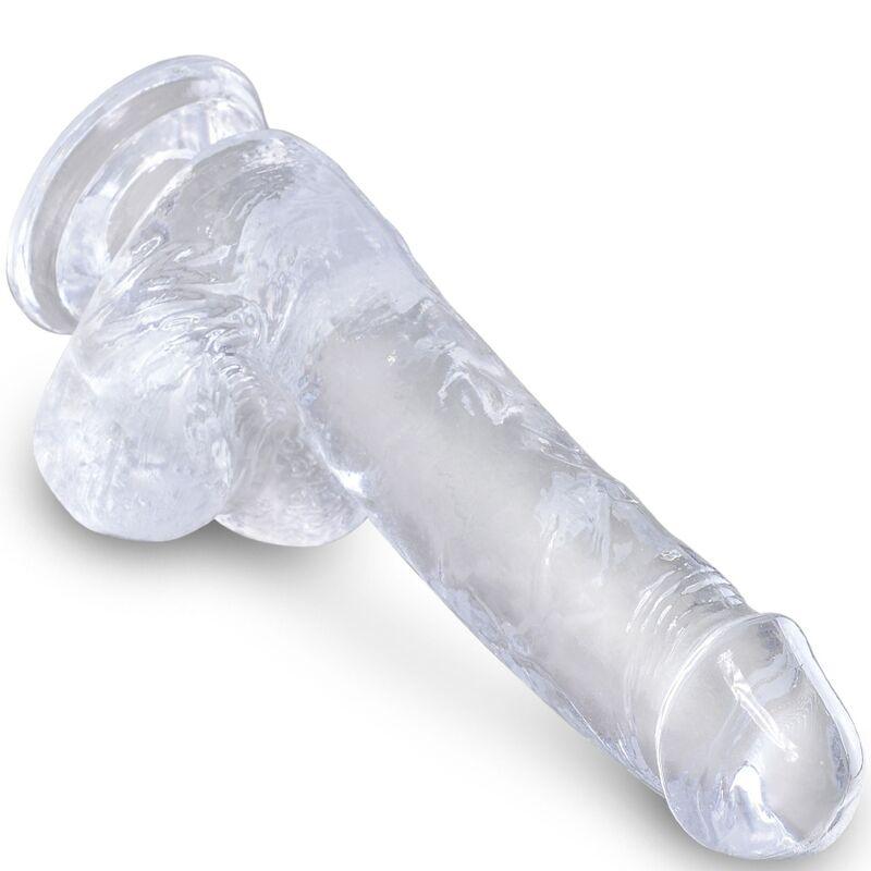 king cock clear pene realistico con sfere 13 5 cm trasparente