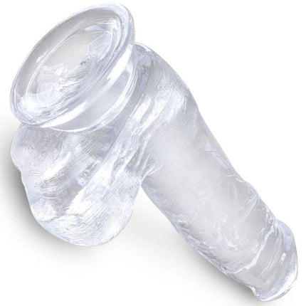 king cock clear pene realistico con sfere 13 5 cm trasparente