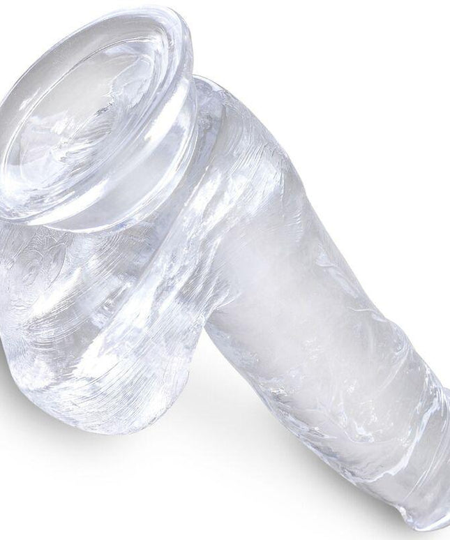 king cock clear pene realistico con sfere 13 5 cm trasparente