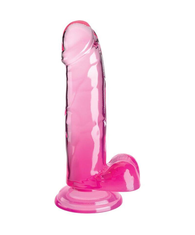 king cock clear pene realistico con sfere 15 2 cm rosa