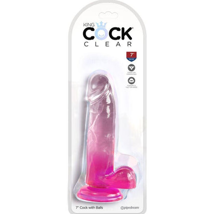 king cock clear pene realistico con sfere 15 2 cm rosa