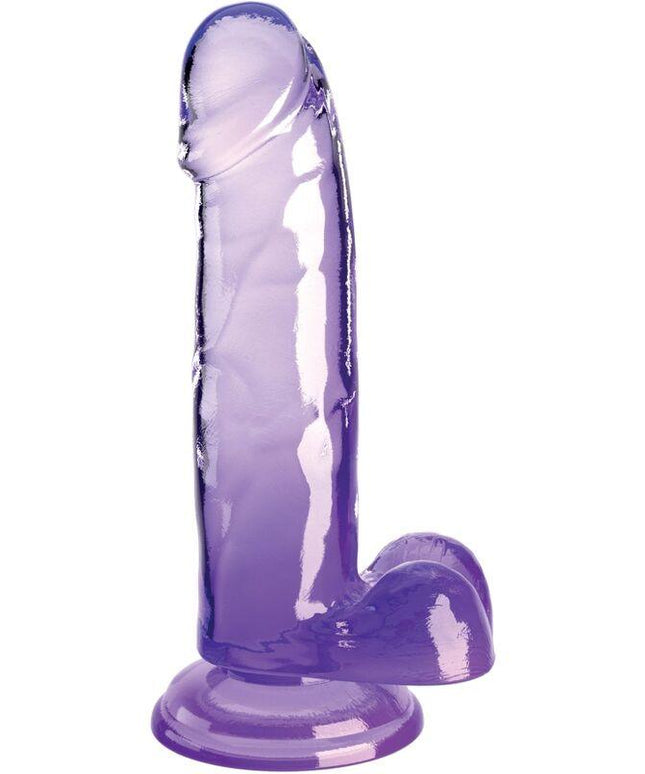 king cock clear pene realistico con sfere 15 2 cm viola