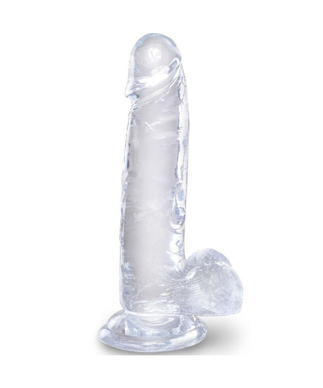 king cock clear pene realistico con sfere 15 2 cm trasparente
