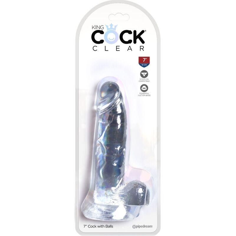 king cock clear pene realistico con sfere 15 2 cm trasparente