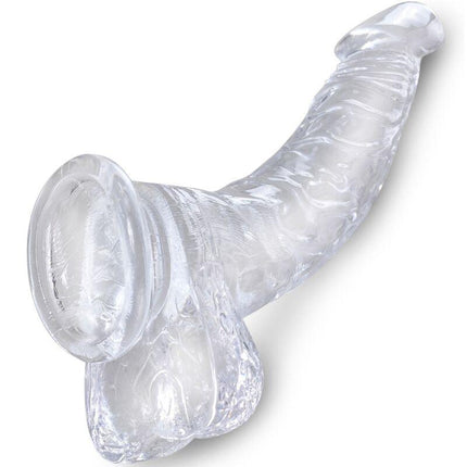 king cock clear pene curvo realistico con sfere 16 5 cm trasparente
