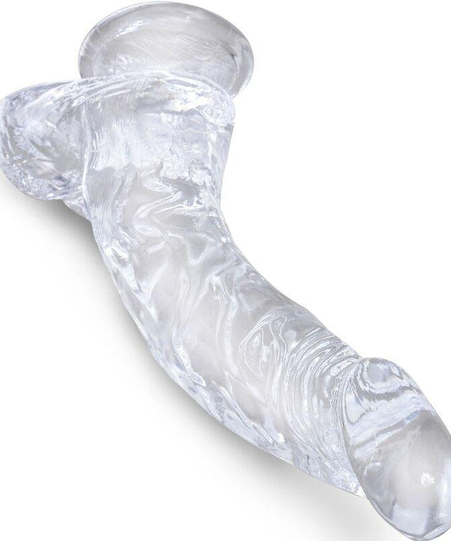 king cock clear pene curvo realistico con sfere 16 5 cm trasparente