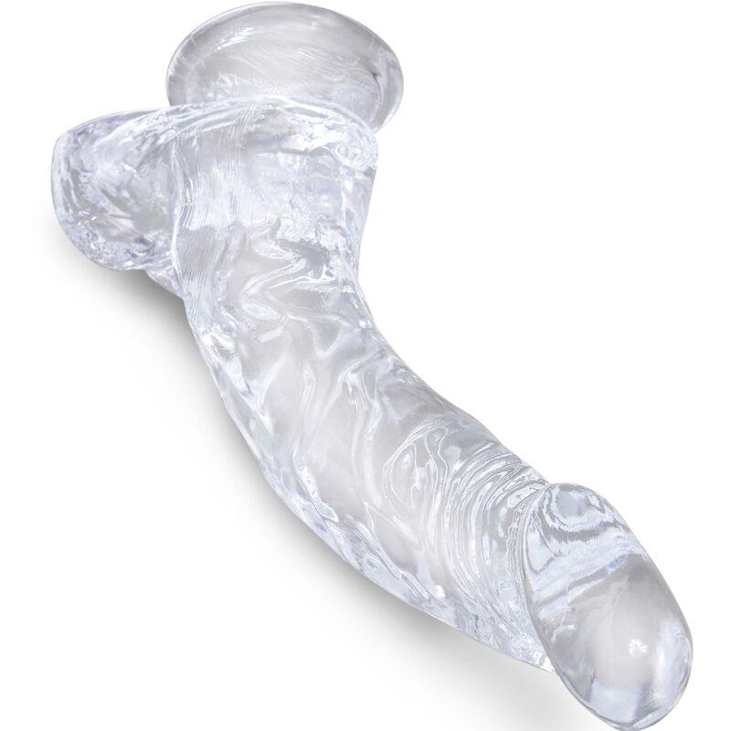 king cock clear pene curvo realistico con sfere 16 5 cm trasparente