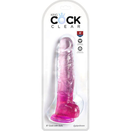 king cock clear pene realistico con sfere 16 5 cm rosa