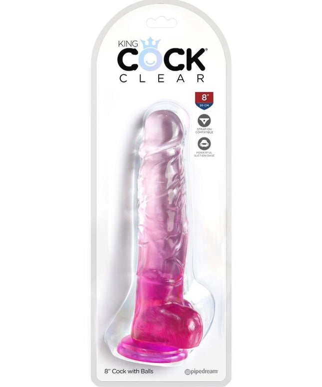 KING COCK - CLEAR PENE REALISTICO CON SFERE 16.5 CM ROSA