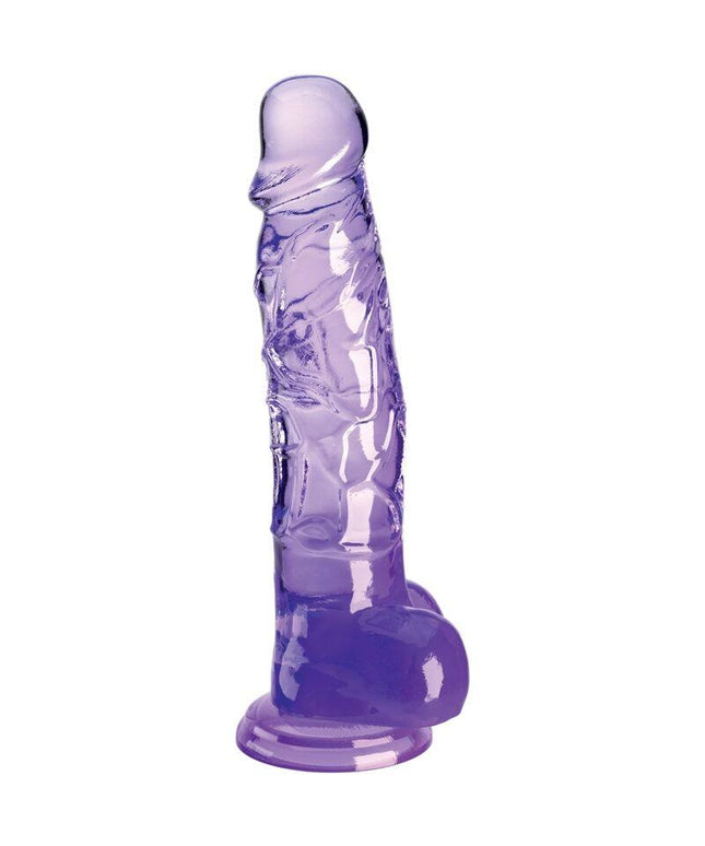 king cock clear pene realistico con sfere 16 5 cm viola