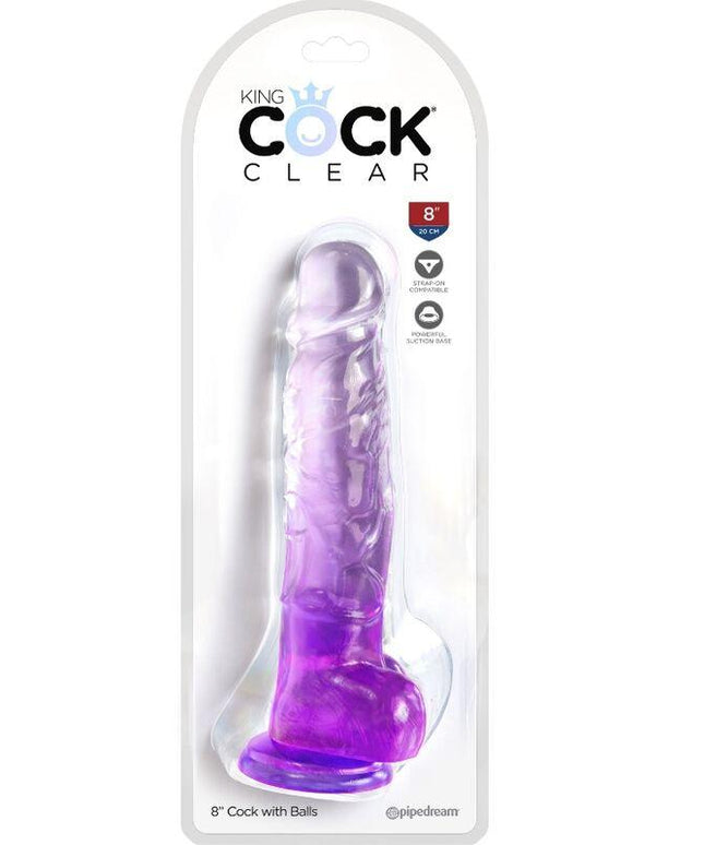 king cock clear pene realistico con sfere 16 5 cm viola