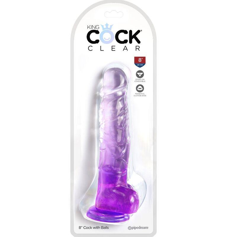 king cock clear pene realistico con sfere 16 5 cm viola