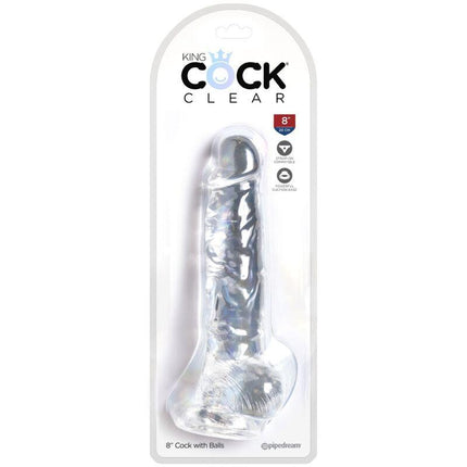 king cock clear pene realistico con sfere 16 5 cm trasparente