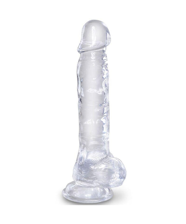 king cock clear pene realistico con sfere 16 5 cm trasparente