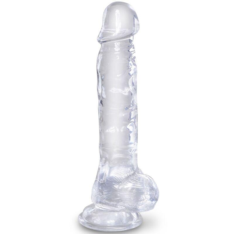 king cock clear pene realistico con sfere 16 5 cm trasparente