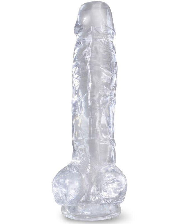 king cock clear pene realistico con sfere 16 5 cm trasparente
