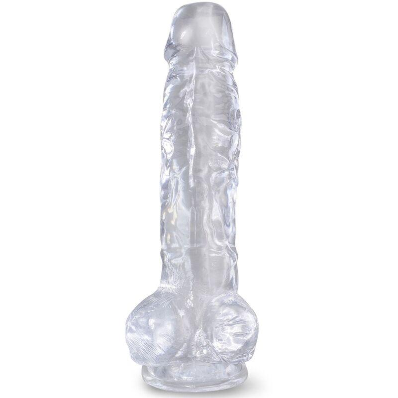 king cock clear pene realistico con sfere 16 5 cm trasparente