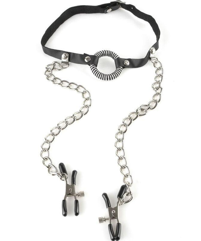 fetish fantasy series bavaglio con morsetti per capezzoli