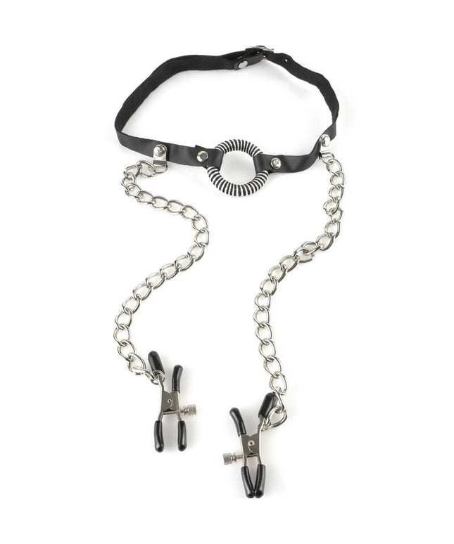 FETISH FANTASY SERIES - BAVAGLIO CON MORSETTI PER CAPEZZOLI