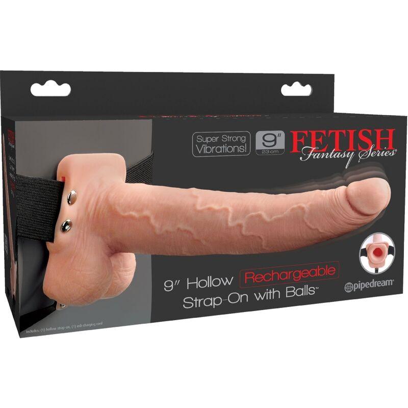 fetish fantasy series imbracatura regolabile pene realistico con sfere ricaricabili e vibratore 23 cm