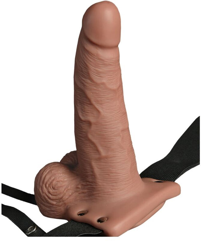 FETISH FANTASY SERIES - IMBRACATURA REGOLABILE PENE REALISTICO CON TESTICOLI RICARICABILI E VIBRATORE 15 CM