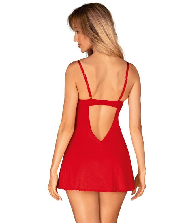 OBSESSIVE - INGRIDIA CHEMISE & TANGA ROSSO XL/XXL