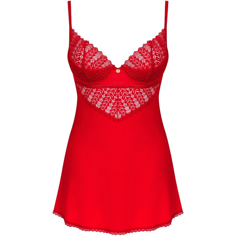 OBSESSIVE - INGRIDIA CHEMISE & TANGA ROSSO XL/XXL