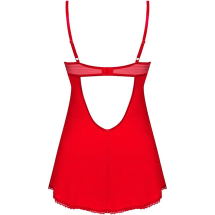 OBSESSIVE - INGRIDIA CHEMISE & TANGA ROSSO XL/XXL