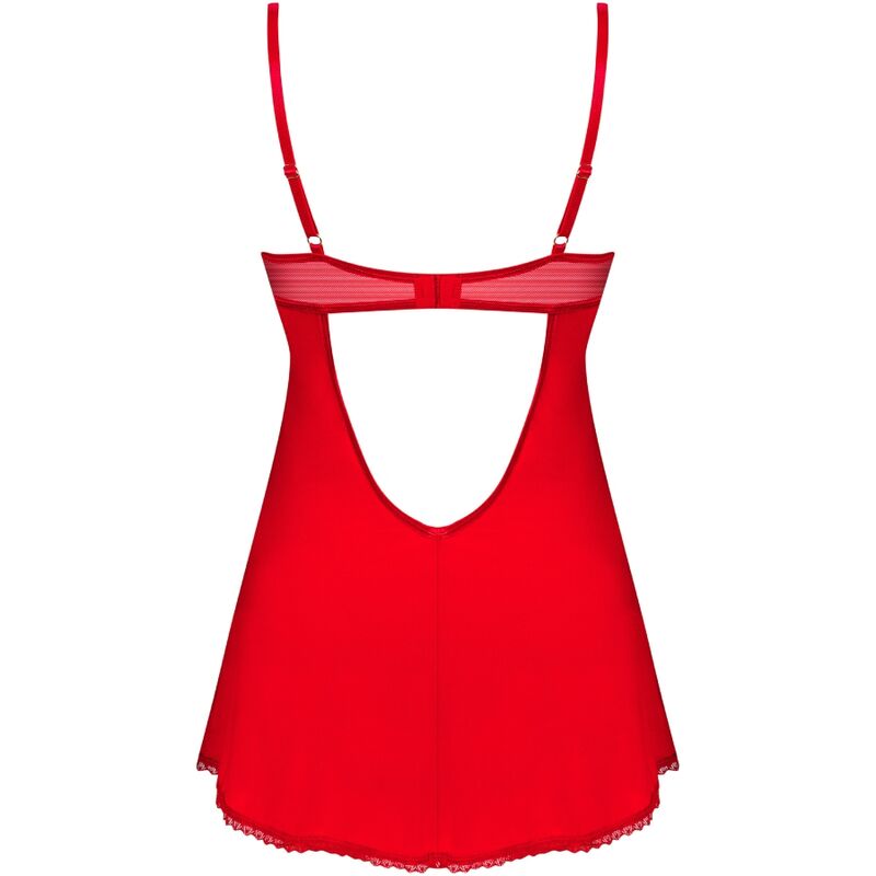 OBSESSIVE - INGRIDIA CHEMISE & TANGA ROSSO XL/XXL