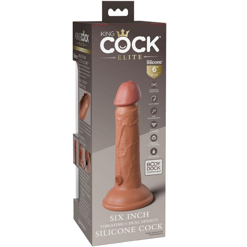 king cock elite dildo realistico vibrante e silicone 15 2 cm caramel