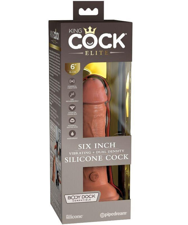 king cock elite dildo realistico vibrante e silicone 15 2 cm caramel