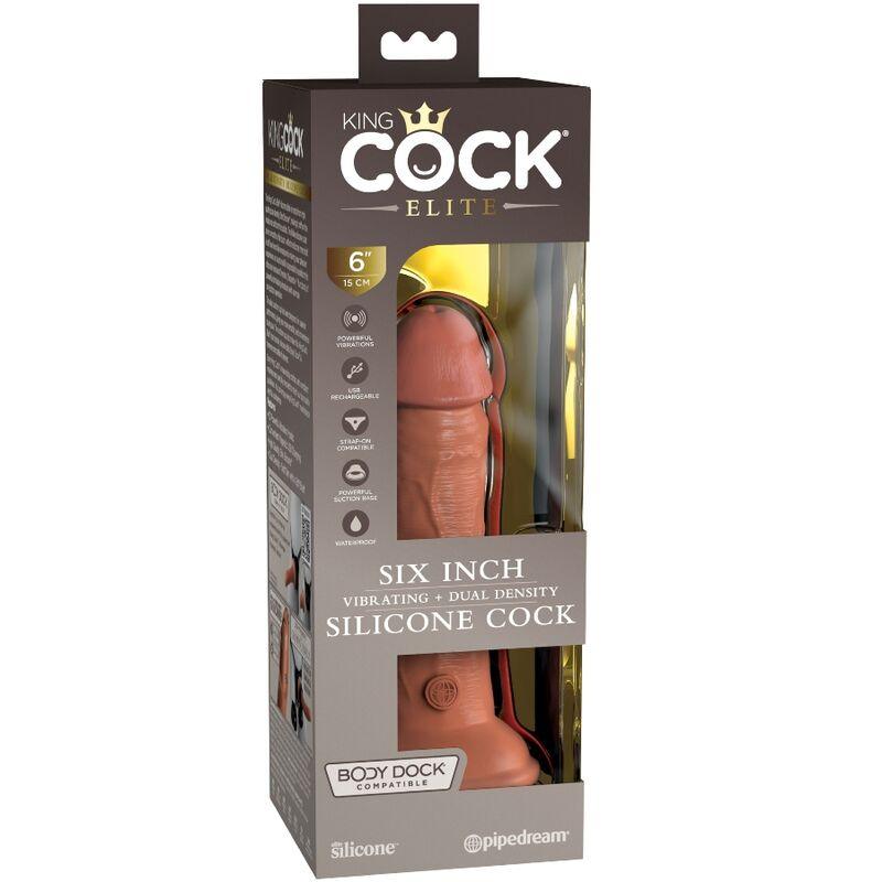 king cock elite dildo realistico vibrante e silicone 15 2 cm caramel