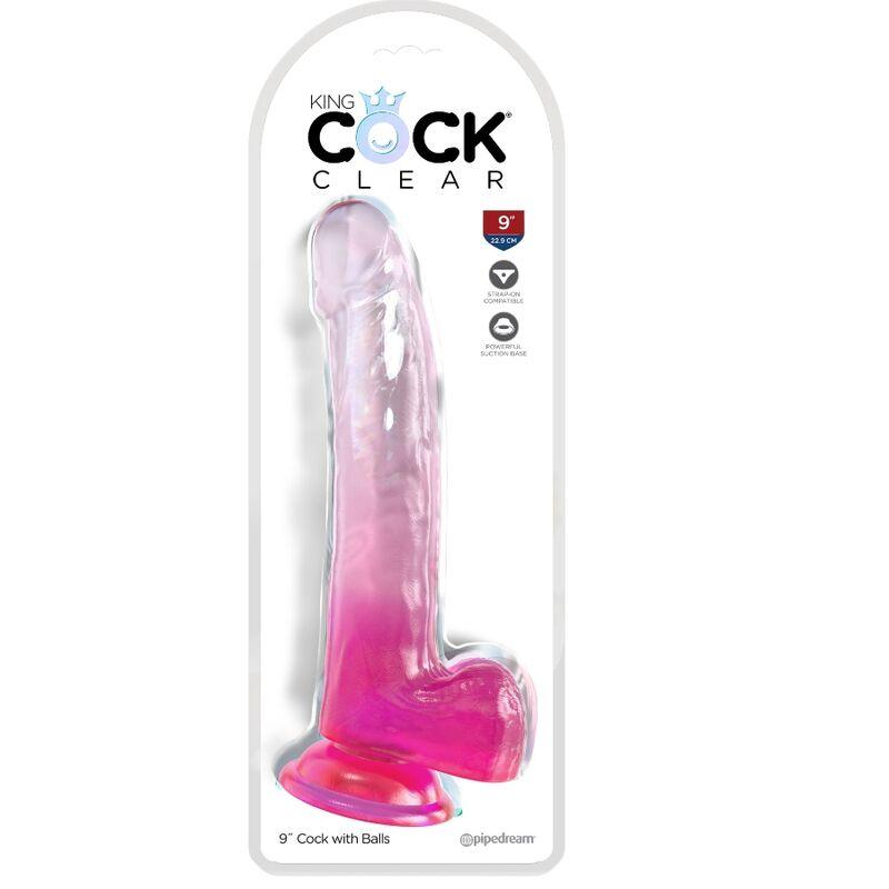 king cock clear dildo con testicoli 20 3 cm rosa