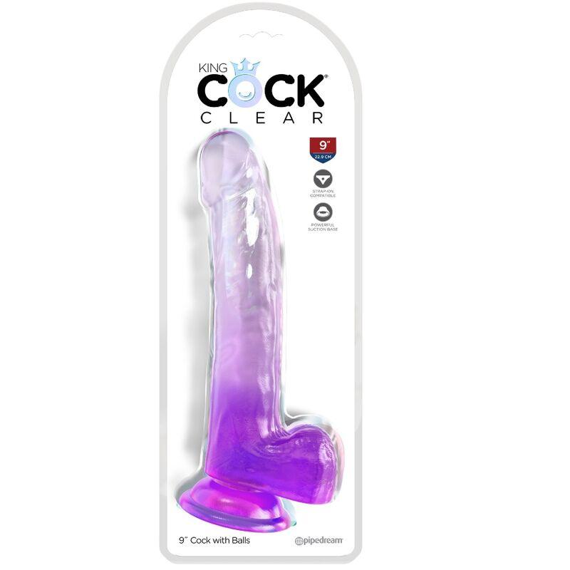 king cock clear dildo con testicoli 20 3 cm viola