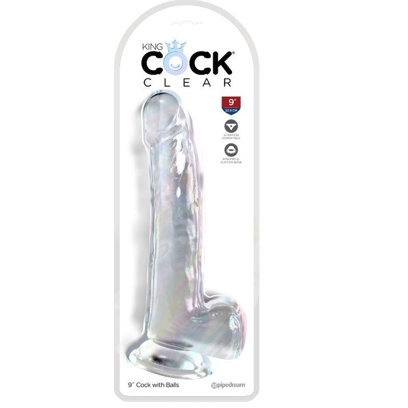 king cock clear dildo con testicoli 20 3 cm trasparente