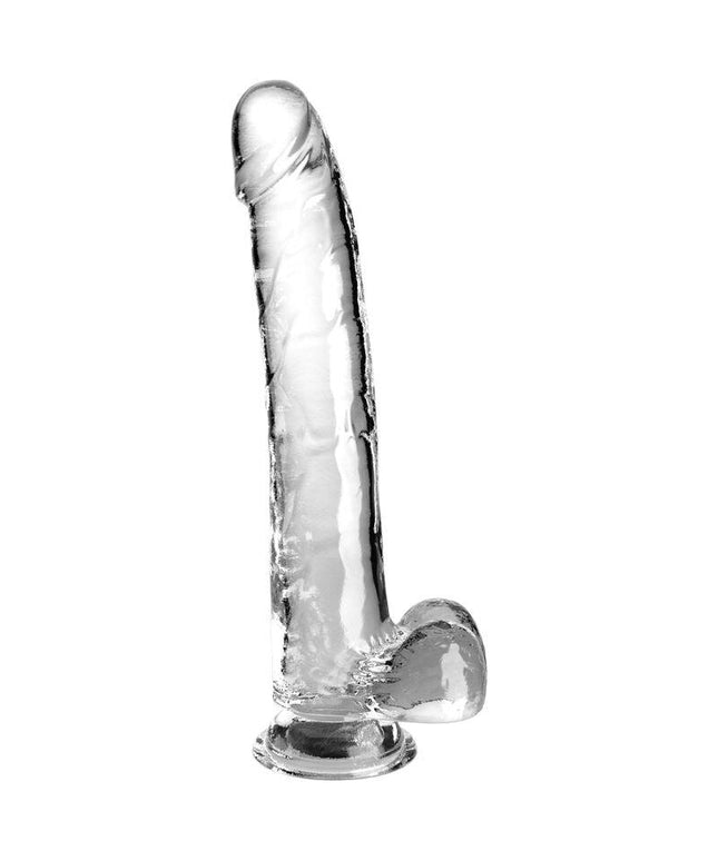 king cock clear dildo con testicoli 24 8 cm trasparente