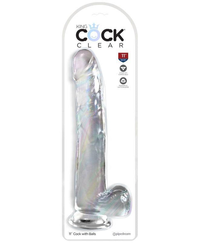 king cock clear dildo con testicoli 24 8 cm trasparente