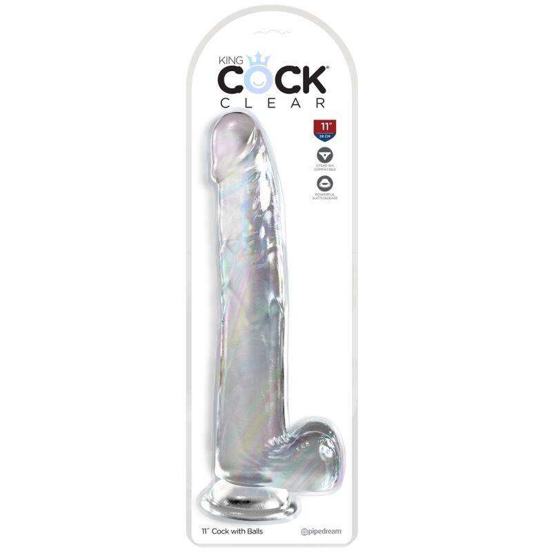 king cock clear dildo con testicoli 24 8 cm trasparente