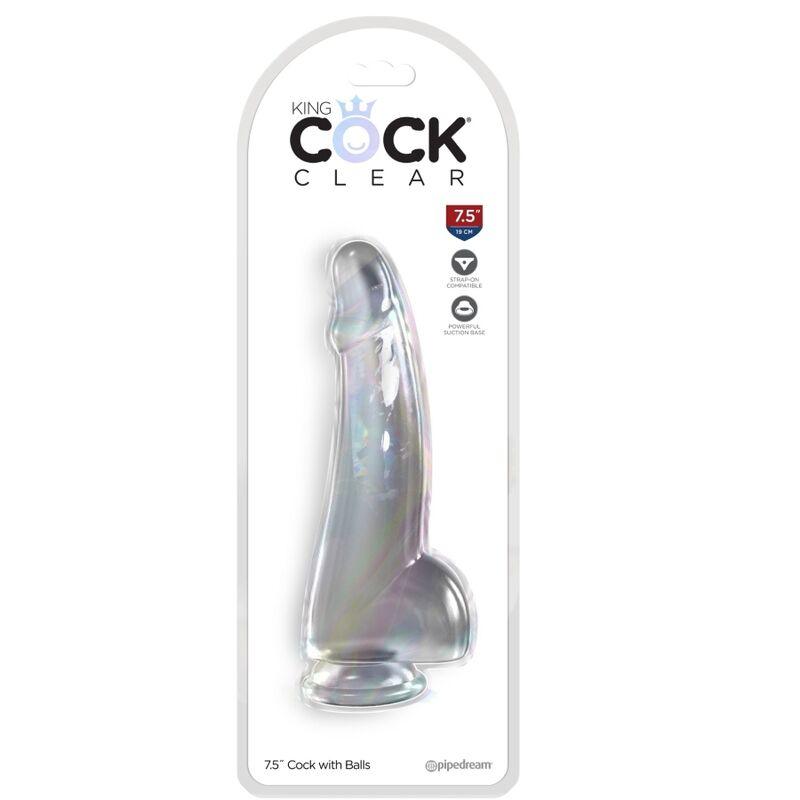 king cock clear dildo con testicoli 15 2 cm trasparente